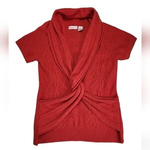 Anthropologie Red V-Neck Sweater
